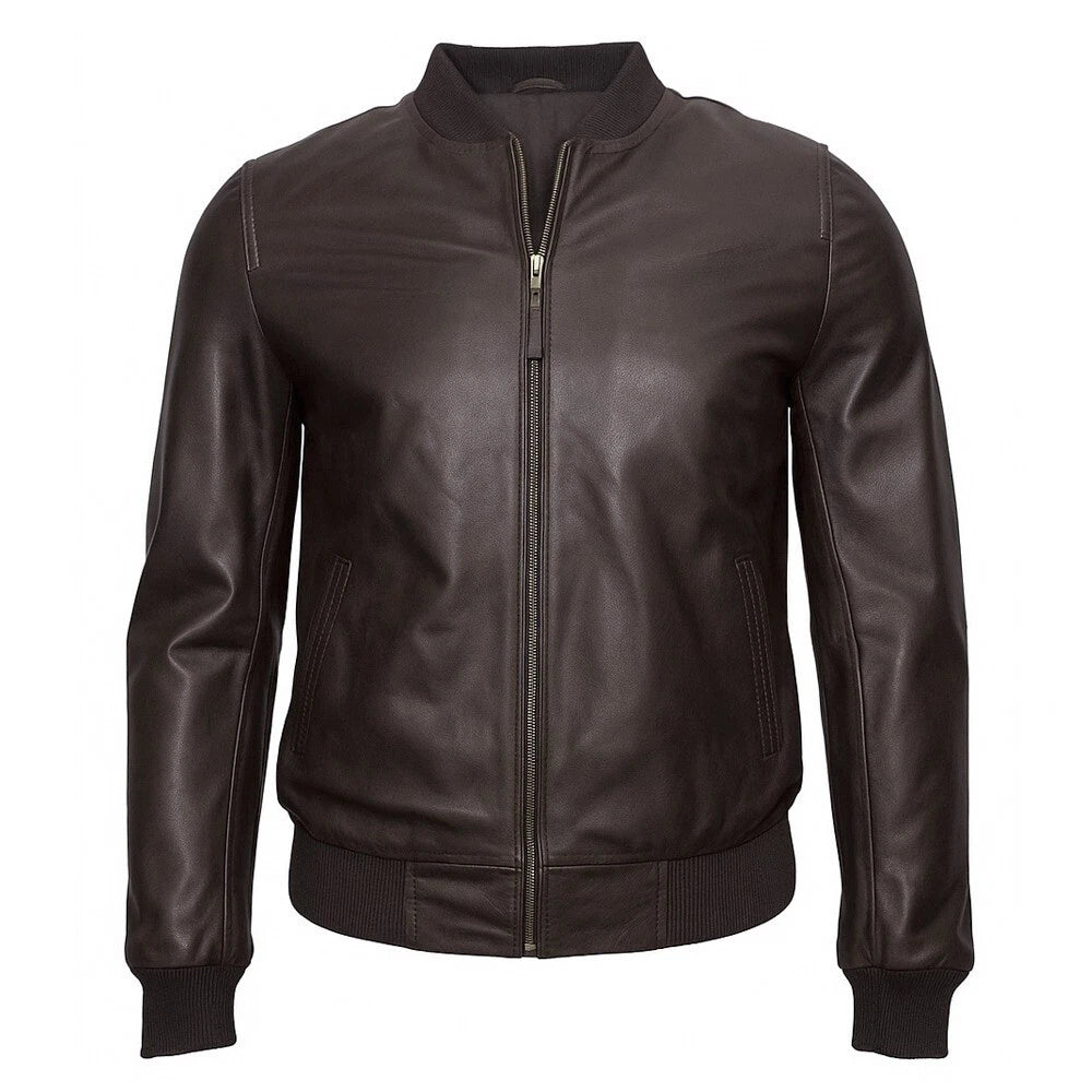 New 70'S Retro Bomber Men's Brown Cool Classic Soft Spanish Nappa Leather Jacket