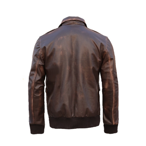 A2 Bomber Men's AIR Force Style Flight Jacket Real Leather Vintage Distressed Brown
