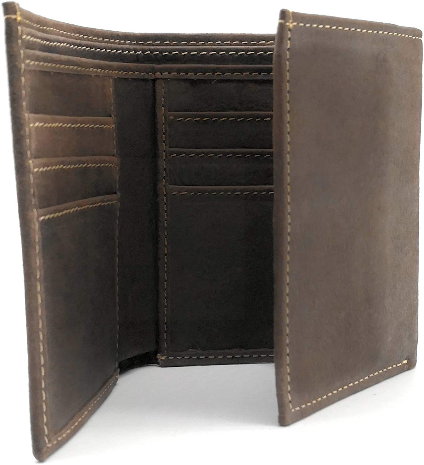 Men Genuine Leather Mens Wallet in Calf Bifold and Trifold Purses (Brown)