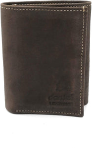 Men Genuine Leather Mens Wallet in Calf Bifold and Trifold Purses (Brown)