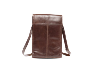 Large Women Men Real Vintage Brown Leather Messenger Shoulder Cross Body Bag