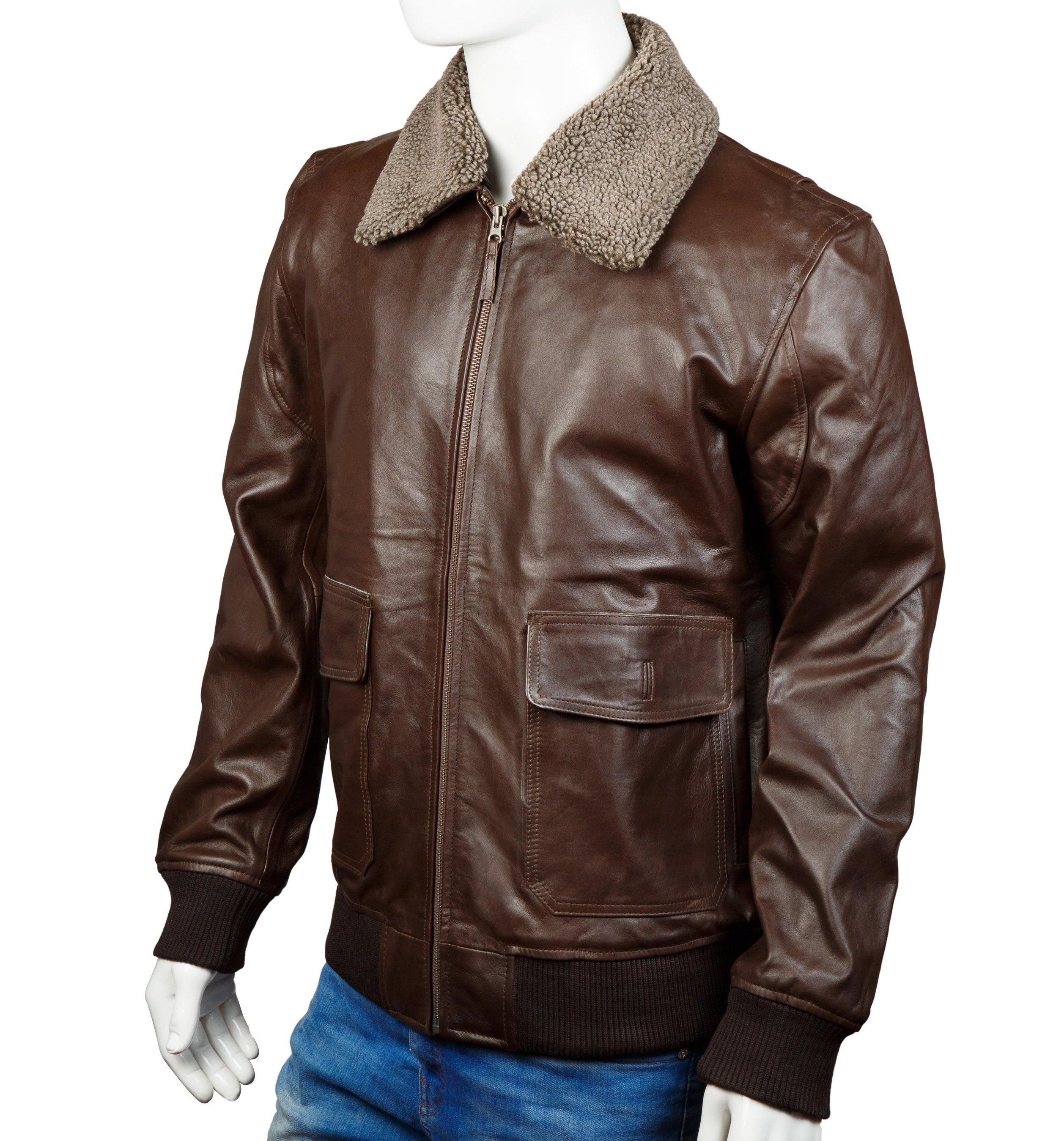 men leather jacket aviator a-2 g1 style