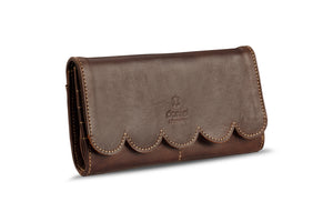 Real Leather Crunch Brown Purse for Women