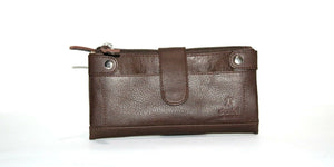 Pure Leather Clutch Purse 12 Card Holder Zip and Stud Closure