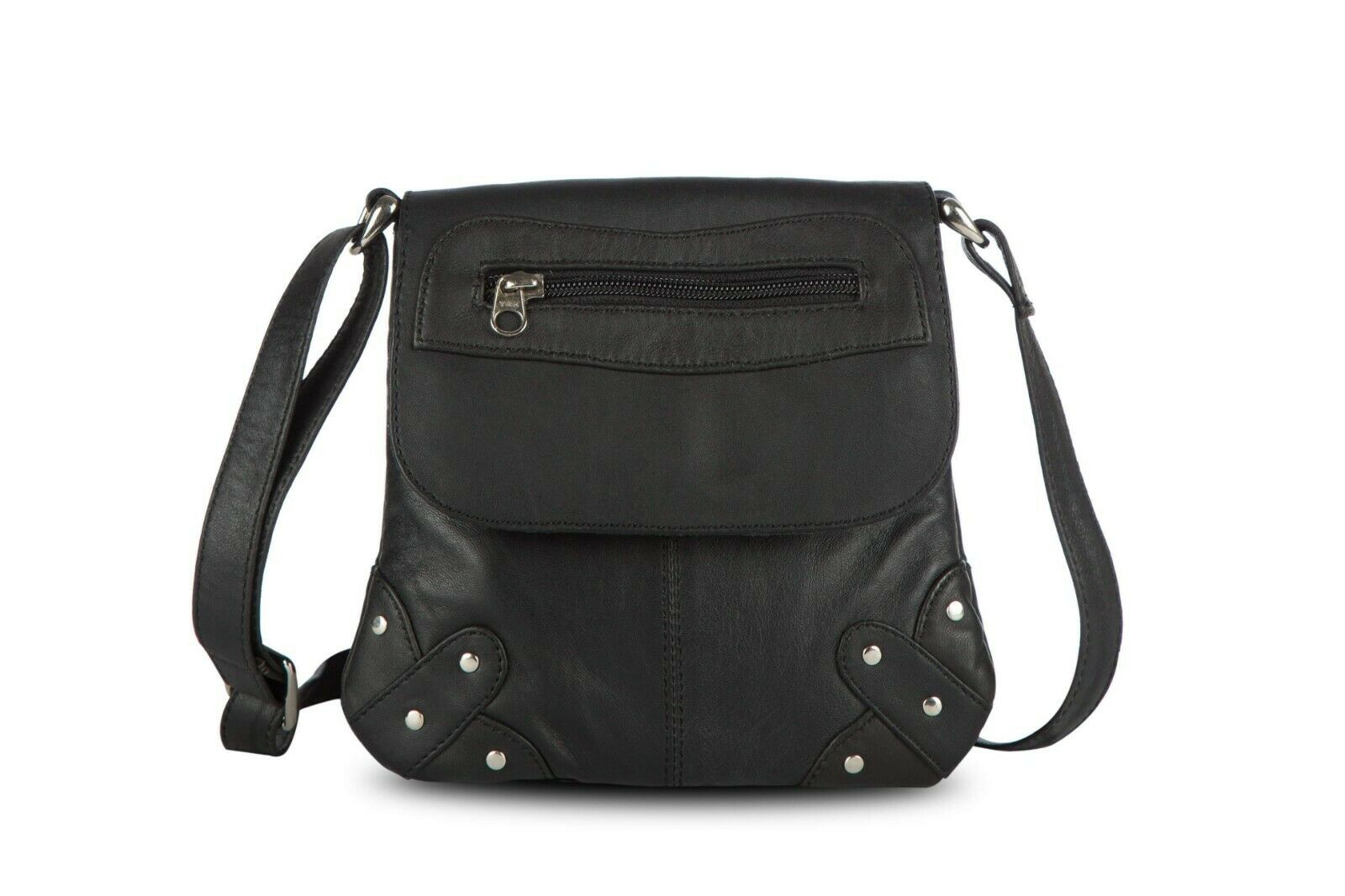 Black Rivet Crossbody Handbag